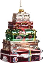 Valise de voyage empilée de boules de Noël Goodwill H 15 cm