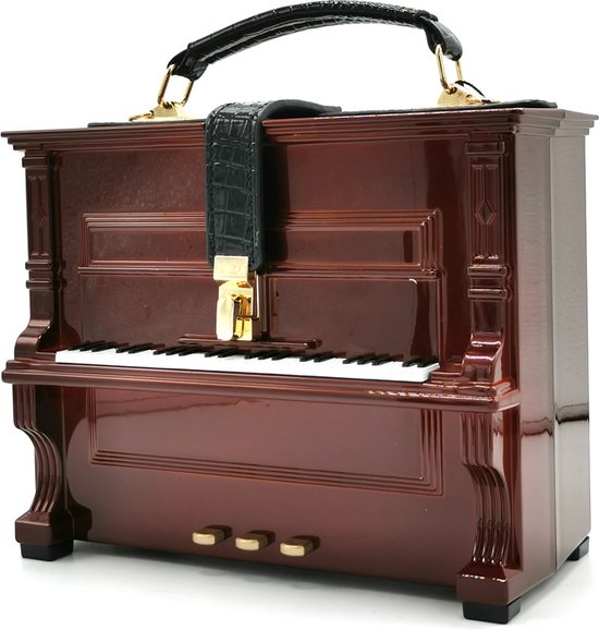 Piano Handtas in de vorm van een Echte Piano - 3d uitvoering - Hardgevormd - Rood - (bxhxd) 23cm x 18cm x 10cm
