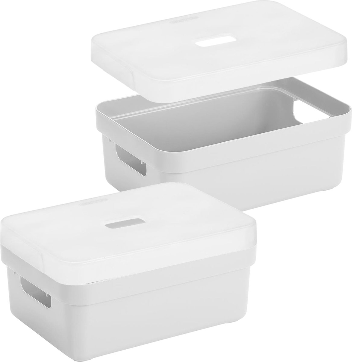 Sunware Opbergboxen met transparante deksel - 3x stuks - kastmanden - wit - 9 liter - kunststof - 35 x 25 x 12 cm - Opbergers