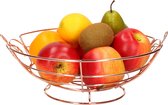 Metalen fruitmand/fruitschaal koper rond 26 x 13 cm - Fruitschalen/fruitmanden - Draadmand
