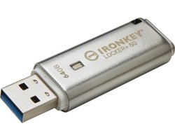 Kingston Technology IronKey Locker+ 50 lecteur USB flash 64 Go USB Type-A 3.2 Gen 1 (3.1 Gen 1) Argent