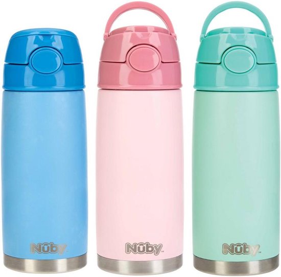 Foto: Nuby pastel inox thermosbeker 420ml blauw 3years 