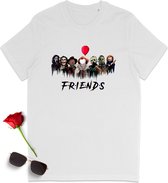 Horror Friends Dames T Shirt - Wit - Maat XL