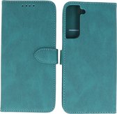 Hoesje Geschikt voor Samsung Galaxy S22 Plus - Portemonnee Book Case - Kaarthouder & Magneetlipje - Kunstleer - Donker Groen