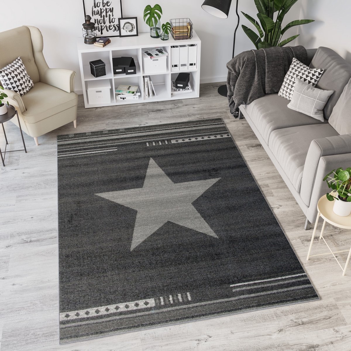 Tapiso Maroko Vloerkleed Slaapkamer Donkergrijs Tapijt Maat- 200x290 donkergrijs 2