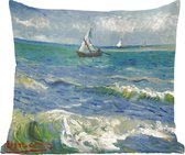 Sierkussens - Kussentjes Woonkamer - 40x40 cm - Zeegezicht bij Les-Saintes-Maries-de-la-Mer - Schilderij van Vincent van Gogh