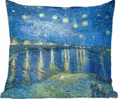 Sierkussens - Kussentjes Woonkamer - 40x40 cm - De Sterrennacht - Schilderij van Vincent van Gogh