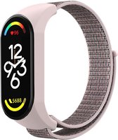 Nylon Smartwatch bandje - Geschikt voor Xiaomi Mi Band 7 nylon bandje - pink sand - Strap-it Horlogeband / Polsband / Armband