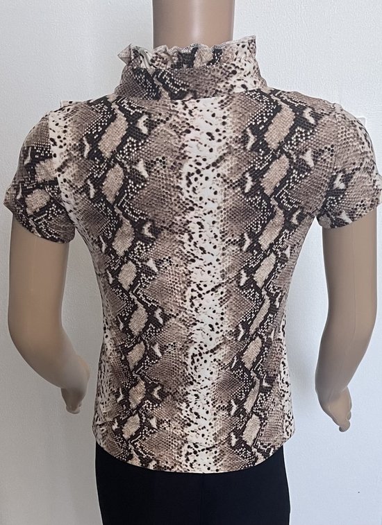 T-Shirt fille imprimé serpent camel, disponible dans les tailles 92-98 à 164-170