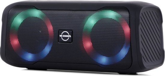 Bluetooth speaker BRAINZ Focus zwart met LED verlichting, draadloos, USB, AUX, SD, 2-3 uur muziek