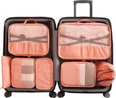 Luxe Packing Cubes set - Uitgebreide 7 delige set - Kleding organizer voor koffer en backpack - Bagage Organizers voor Kleding - Ondergoed - Schoenen - Elektronica - Waszak - Roze
