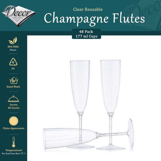 30 stuks plastic champagneglazen - herbruikbare coupé glazen 120 ml