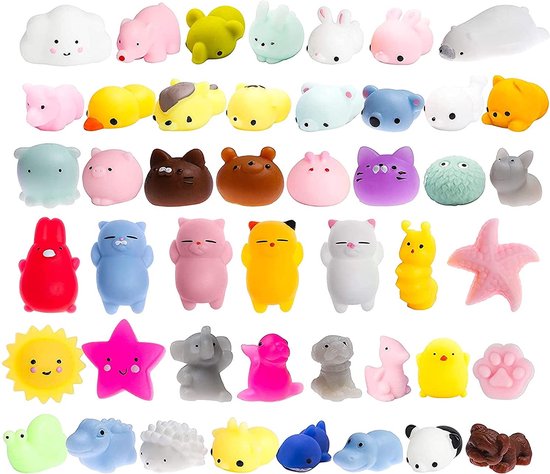Afbeelding van fidget toys - mochi Squishy - pakket van 10 stuks - squishy dieren - animal - mochies speelgoed