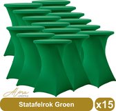 Statafelrok groen 80 cm - per 15 - partytafel - Alora tafelrok voor statafel - Statafelhoes - Bruiloft - Cocktailparty - Stretch Rok - Set van 15