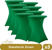 Statafelrok groen 80 cm - per 8 - partytafel - Alora tafelrok voor statafel - Statafelhoes - Bruiloft - Cocktailparty - Stretch Rok - Set van 8