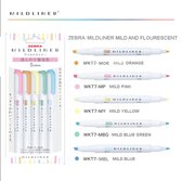 Zebra Mildliner Double Sided Highlighter Set van 5 Mild Pastel Colors + Bag