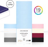 Jacobson - Hoeslaken Topper – 100% Jersey Katoen – 200x200 cm – Lichtblauw