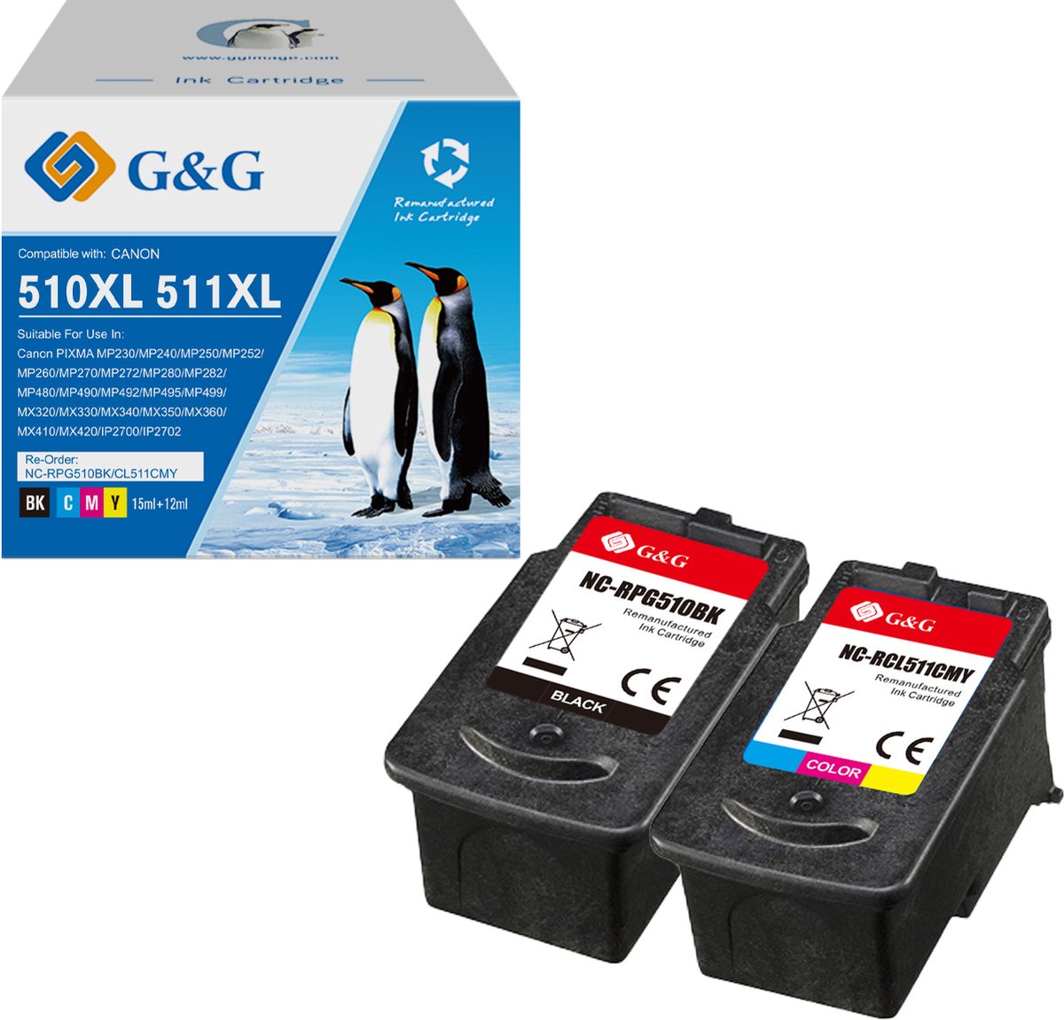 G&G Huismerk Inktcartridge Alternatief voor Canon PG-510/CL-511 Multipack - Hoge Capaciteit