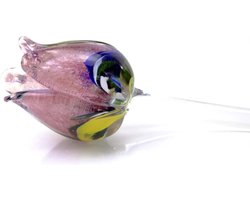 Multi rose tulp - Tulp van glas 50 cm – bloem van glas – glaskunst – beeld van glas geschenk- cadeau