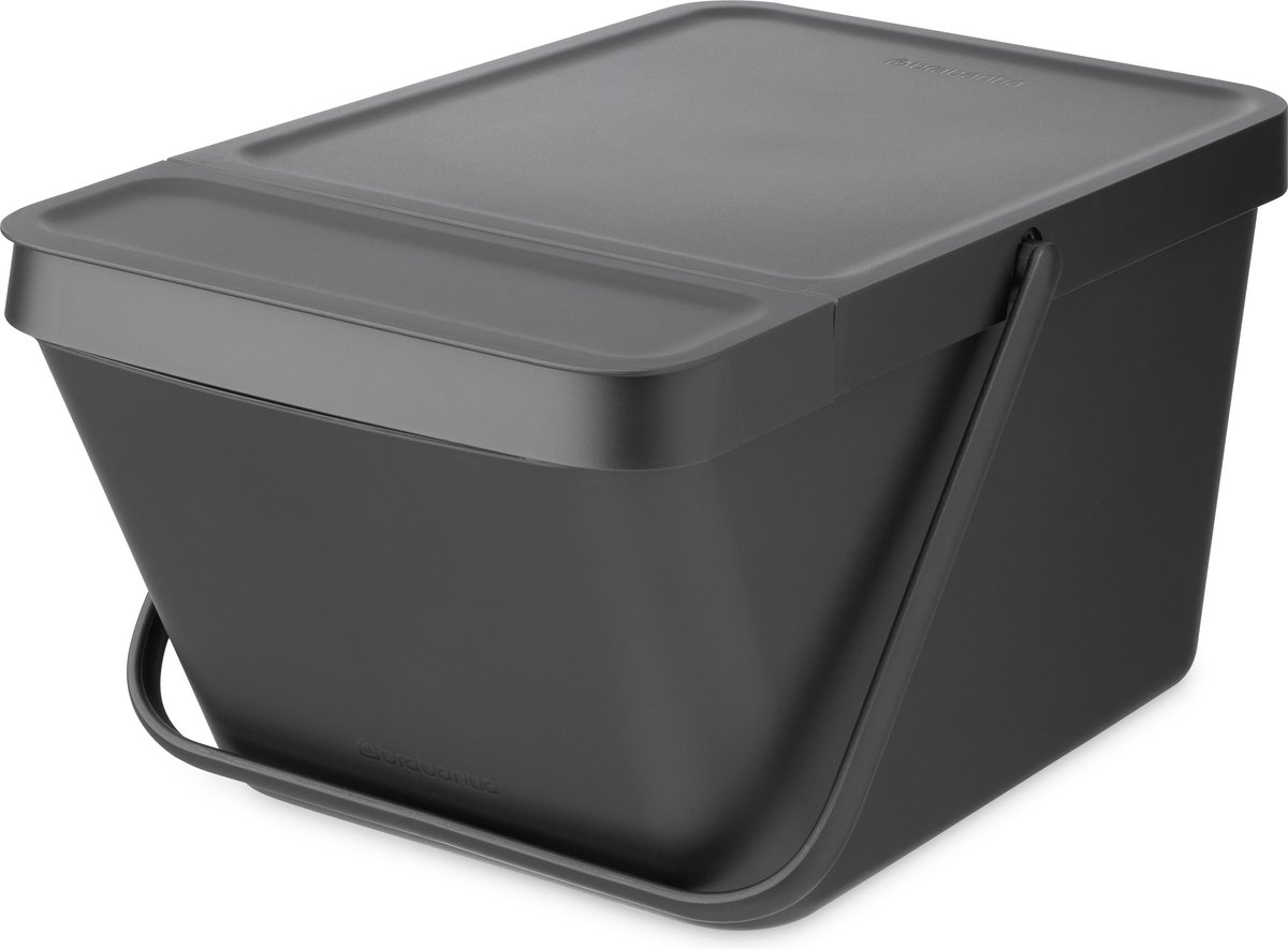 Goedkoopste Brabantia Sort & Go Prullenbak Stapelbaar - 20 liter - Dark Grey