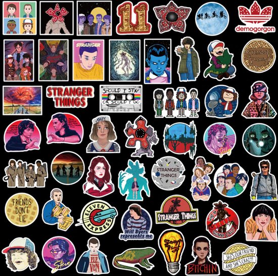 50x Stranger Things sticker - Pakket stickers voor op de laptop, muur, agenda, auto - Merkloos
