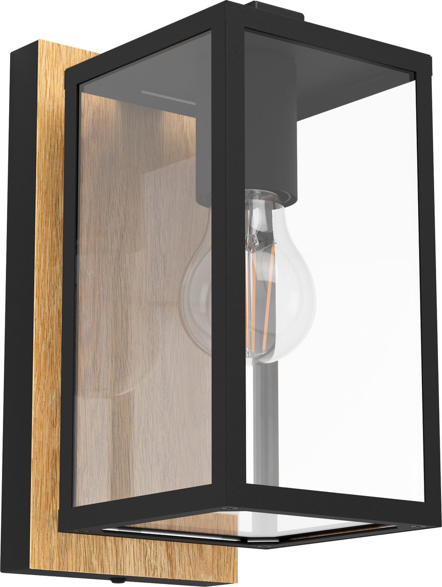 EGLO Budrone Wandlamp Buiten - E27 - 27 cm - Zwart/Bruin