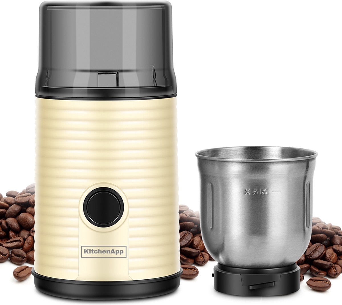 KitchenApp Retro koffiemolen – Elektrische koffiemolen – 200W – Beige