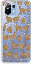 Case Company® - Hoesje geschikt voor Xiaomi Mi 11 Lite hoesje - Alpacas - Soft Cover Telefoonhoesje - Bescherming aan alle Kanten en Schermrand