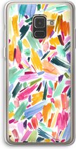 Case Company® - Hoesje geschikt voor Samsung Galaxy A8 (2018) hoesje - Watercolor Brushstrokes - Soft Cover Telefoonhoesje - Bescherming aan alle Kanten en Schermrand