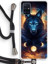 Case Company® - Hoesje met koord geschikt voor Samsung Galaxy A51 4G hoesje met Koord - Wolf Dreamcatcher - Telefoonhoesje met Zwart Koord - Bescherming aan alle Kanten en Over de Schermrand