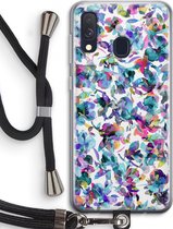Case Company® - Hoesje met koord geschikt voor Samsung Galaxy A40 hoesje met Koord - Hibiscus Flowers - Telefoonhoesje met Zwart Koord - Bescherming aan alle Kanten en Over de Schermrand