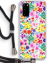 Case Company® - Samsung Galaxy S20 hoesje met Koord - Little Flowers - Telefoonhoesje met Zwart Koord - Bescherming aan alle Kanten en Over de Schermrand