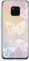 Case Company® - Hoesje geschikt voor Huawei Mate 20 Pro hoesje - White butterfly - Soft Cover Telefoonhoesje - Bescherming aan alle Kanten en Schermrand