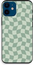 Case Company® - Hoesje geschikt voor iPhone 12 mini hoesje - Grid Groen - Biologisch Afbreekbaar Telefoonhoesje - Bescherming alle Kanten en Schermrand