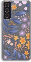 Case Company® - Hoesje geschikt voor Samsung Galaxy S21 FE hoesje - Flowers with blue leaves - Soft Cover Telefoonhoesje - Bescherming aan alle Kanten en Schermrand