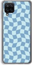 Case Company® - Hoesje geschikt voor Samsung Galaxy A12 hoesje - Grid Blauw - Soft Cover Telefoonhoesje - Bescherming aan alle Kanten en Schermrand