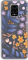 Case Company® - Hoesje geschikt voor Xiaomi Redmi Note 9 Pro hoesje - Flowers with blue leaves - Soft Cover Telefoonhoesje - Bescherming aan alle Kanten en Schermrand