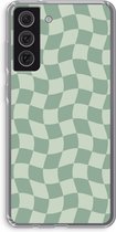 Case Company® - Hoesje geschikt voor Samsung Galaxy S21 FE hoesje - Grid Groen - Soft Cover Telefoonhoesje - Bescherming aan alle Kanten en Schermrand