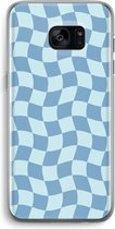 Case Company® - Hoesje geschikt voor Samsung Galaxy S7 Edge hoesje - Grid Blauw - Soft Cover Telefoonhoesje - Bescherming aan alle Kanten en Schermrand