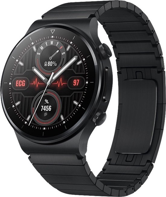 Stalen Smartwatch bandje - Geschikt voor Huawei Watch GT 2e metalen bandje  - zwart -... | bol.