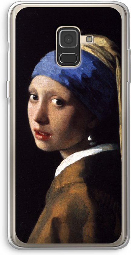 Case Company® - Hoesje geschikt voor Samsung Galaxy A8 (2018) hoesje - The Pearl Earring - Soft Cover Telefoonhoesje - Bescherming aan alle Kanten en Schermrand