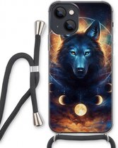 Case Company® - Hoesje met koord geschikt voor iPhone 13 hoesje met Koord - Wolf Dreamcatcher - Telefoonhoesje met Zwart Koord - Extra Bescherming aan alle Kanten en Over de Schermrand