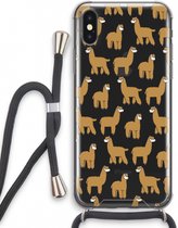 Case Company® - Hoesje met koord geschikt voor iPhone XS hoesje met Koord - Alpacas - Telefoonhoesje met Zwart Koord - Extra Bescherming aan alle Kanten en Over de Schermrand