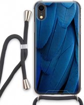 Case Company® - Hoesje met koord geschikt voor iPhone XR hoesje met Koord - Pauw - Telefoonhoesje met Zwart Koord - Extra Bescherming aan alle Kanten en Over de Schermrand