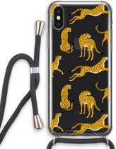 Case Company® - Coque pour iPhone XS avec cordon - Léopard - Coque pour téléphone avec cordon Zwart - Protection Extra sur tous les côtés et sur le bord de l'écran