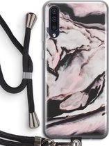 Case Company® - Hoesje met koord geschikt voor Samsung Galaxy A50 hoesje met Koord - Roze stroom - Telefoonhoesje met Zwart Koord - Bescherming aan alle Kanten en Over de Schermrand