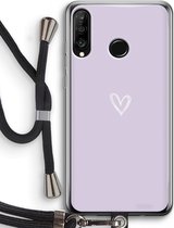 Case Company® - Hoesje met koord geschikt voor Huawei P30 Lite hoesje met Koord - Klein hartje paars - Telefoonhoesje met Zwart Koord - Bescherming aan alle Kanten en Over de Schermrand