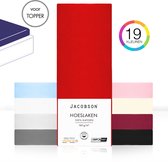 Jacobson - Hoeslaken Topper – 100% Jersey Katoen – 180x200 cm – Rood