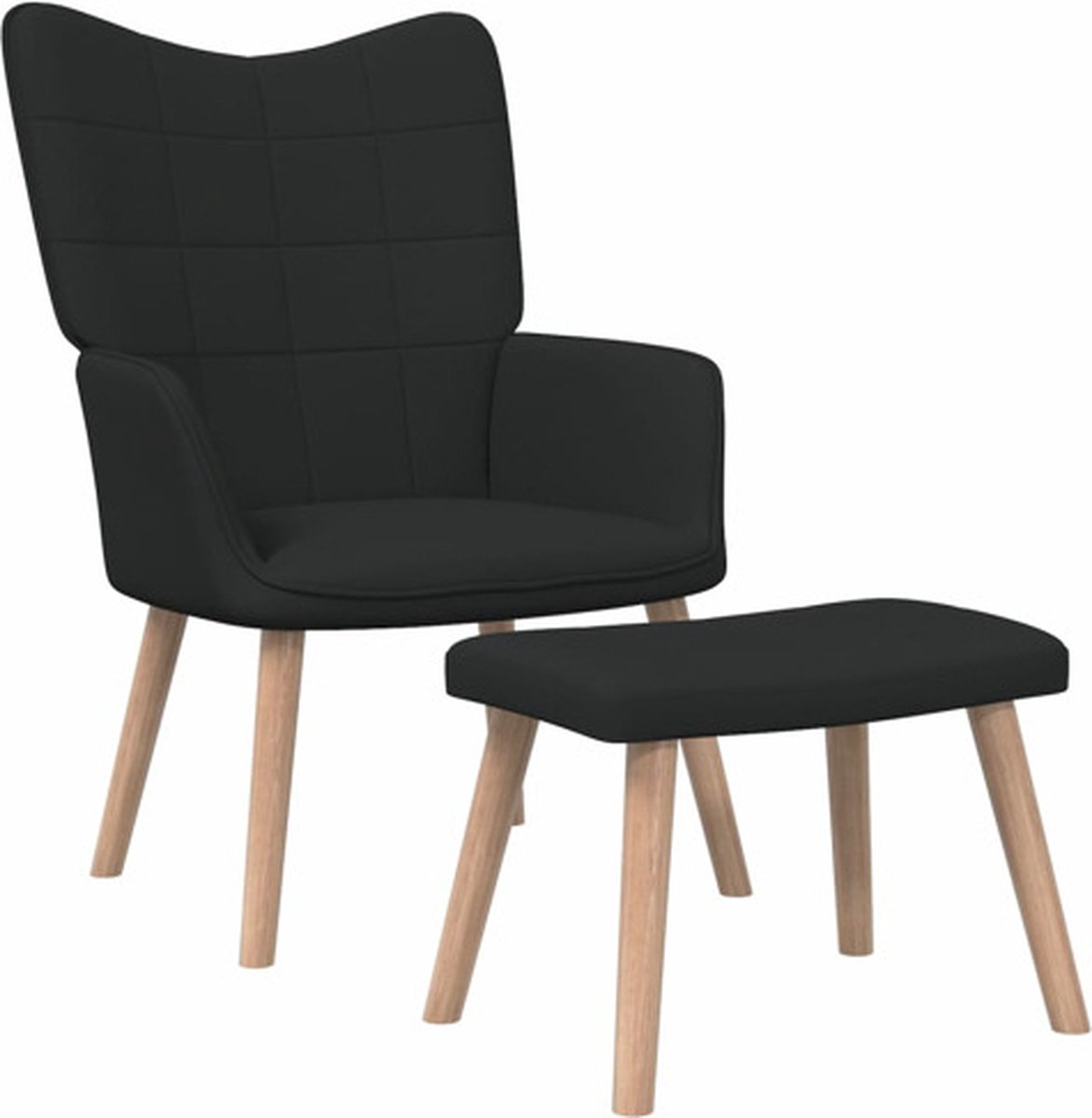 vidaXL Relaxstoel - met - voetenbank - stof - zwart
