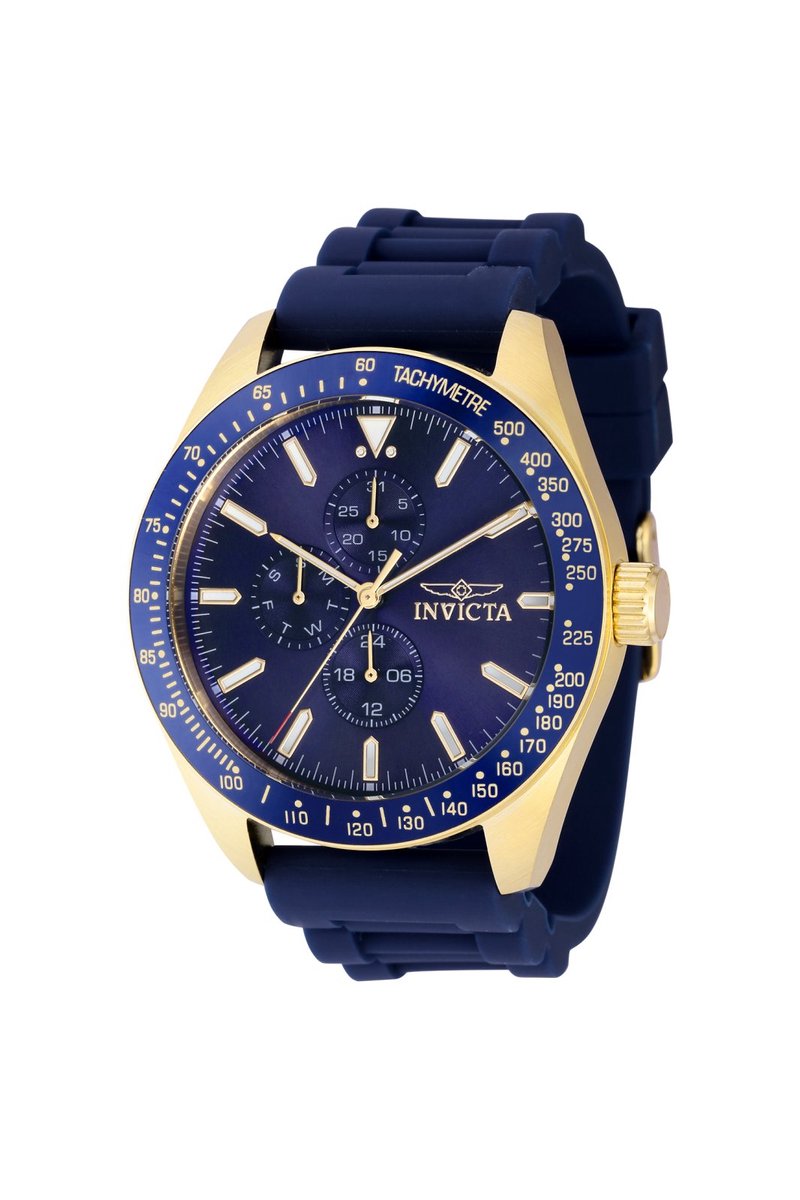Invicta Aviator 38403 Heren Horloge - Waterdicht - Analoog - Quartz Uurwerk - Roestvrij Staal met blauwe Wijzerplaat - 45mm